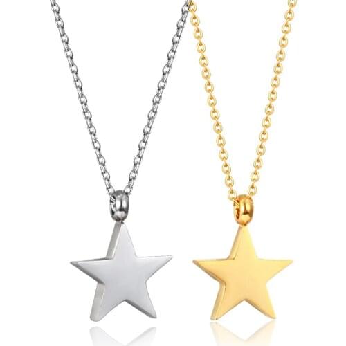 Five-pointed star shape jewelry Stainless steel snake bone chain ladies necklace Steel color flat small fashion female pendant