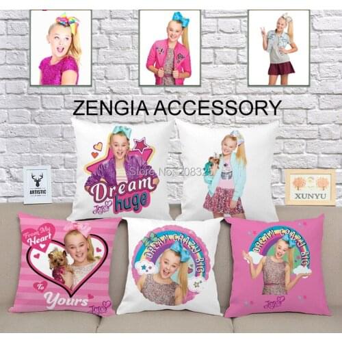 ZENGIA JoJo Siwa Cushion Cover 45x45 Girl Pillow Case Polyester Pillowcase Decorative Throw Pillow Cover Childrens Cushions