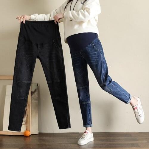 Fdfklak Denim Maternity Spring Autumn Loose Trousers For Pregnant Women Pregnancy Jeans High Waist Trousers Pants Large L-5XL