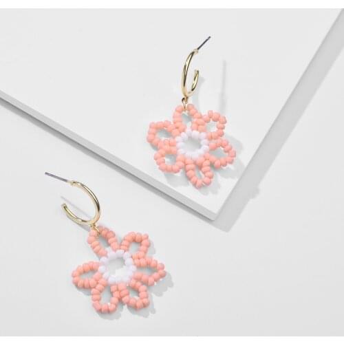 LUNA CHIAO Seed Beads Braided Flower Drop Earrings for Women