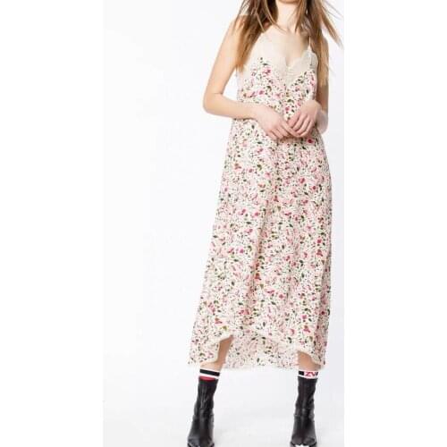 Womens Dress Summer 2019 New Style Long Lace Pink Sexy Spaghetti Strap