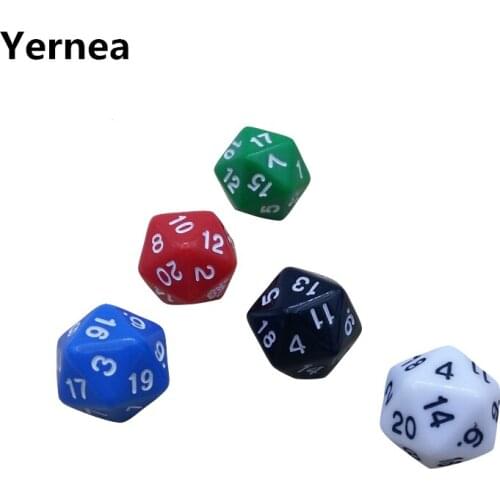 10Pcs/Lot D20 Digital Dice Twenty-surface Solid Color Polyhedron RPG Dice Game Dice Set Wholesale Boardgame Entertainment