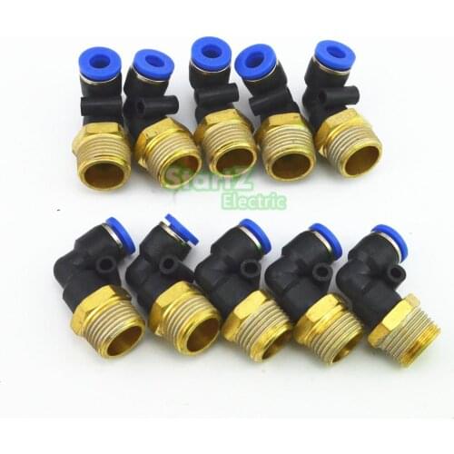 8mm X 3/8'' Thread Pneumatic Male Elbow Connector Tube Air Push In Fitting 10Pcs