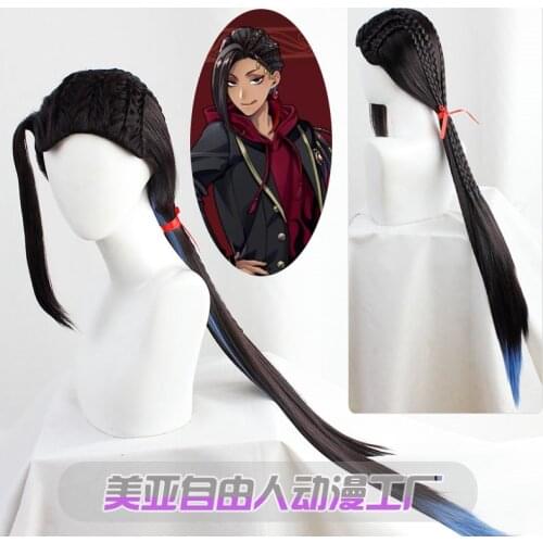 110CM Twisted Wonderland Scarabia Jamil Viper Cosplay Wig Long Black Gradient Dark Purple Hair Halloween Role Play