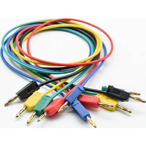 2pcs 2mm Test Wire Line K2 Banana Plug Connector Solder Tail Foldable Stackable Experiment Cable Gold-plated Pure Copper 50cm