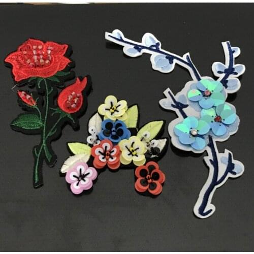 2017 fashion rhinestone plum blossom rose patches applique beaded collar sewing accessories clothing decoration patch