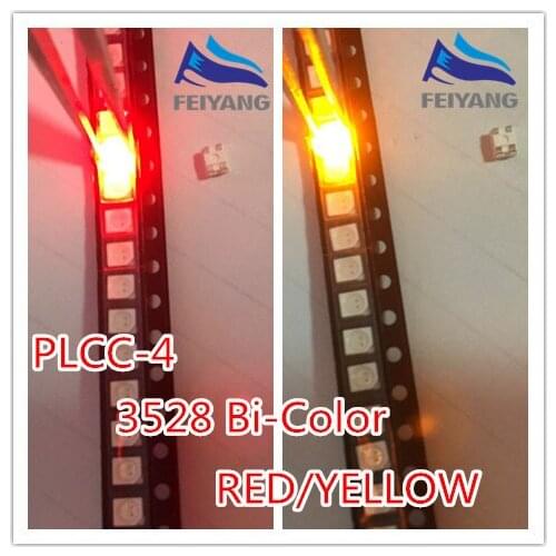 3528 Red&Yellow Bicolor smd led 3528 light diode 1210 surface mount chip led light emitting diode CE&Rohs 200PCS