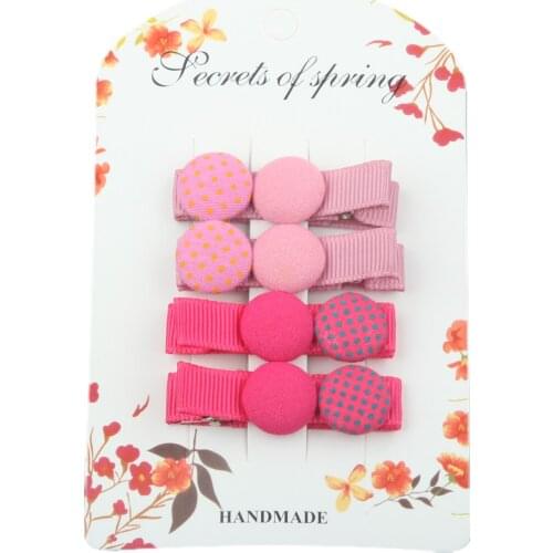 4pcs/set Hairpins Barrettes Girls Hair Accessories Button Hairgrips Dot Printed Bobby Pins Hairclips Children Fashion Headwear