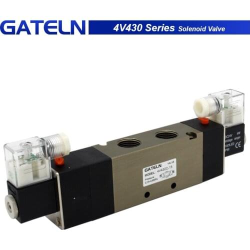 4V430C-15 4V430E-15 4V430P-15 AC220V 5 Ports 3 Position Dual Solenoid Pneumatic Air Valve 1/2" BSPT DC12V 24V 220V with fittings