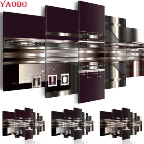 Diy 5d diamond painting Abstract Metal Effect for Living Room Office Decor mosaic picture of rhinestone embroidery diamond 5PCS