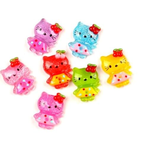 50pcs Mixed Glitter Clear Resin Cats Decoration Crafts Flatback Cabochon Embellishments For Scrapbooking Diy Accessories