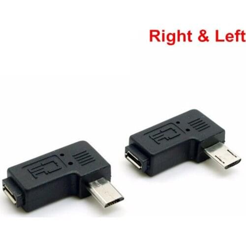 9mm Long plug Connector 90 Degree Right & Left Angled Micro USB 2.0 5Pin Male to Female M to F Extension connector Adapter