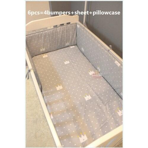 Promotion! 6PCS Baby Crib Cot Bedding Sets juego de cama Crib Sheet bed linen crib bumper (bumpers+sheet+pillow cover)