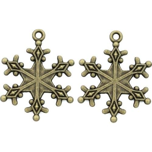 Antique Bronze Plated Christmas Snowflake Charms Pendants for Bracelet Jewelry Making DIY Handmade Craft 30*25mm