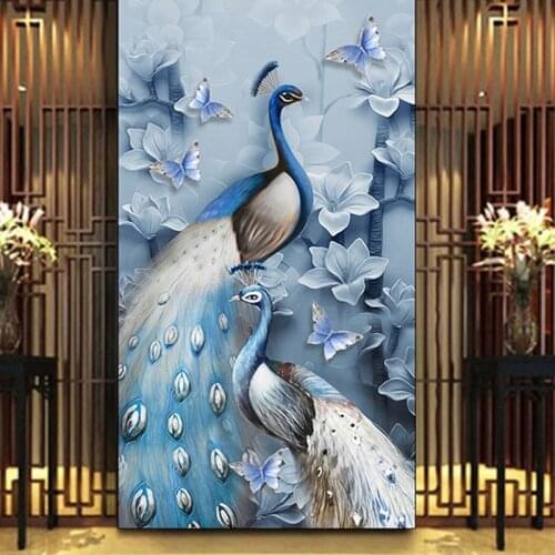 Bacaz Peacock Wallpaper Papel Mural 8d/3D Wall Mural Wall paper for Sofa Background 3d Wall Photo Mural 3d Wallcoverings