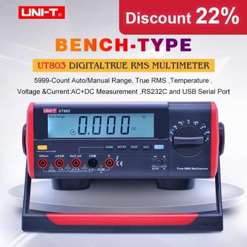 UNI-T True RMS Bench Type Digital Multimeter UT803 AC DC voltmeter Ammeter Resistance Capacitance Frequency Temperature tester