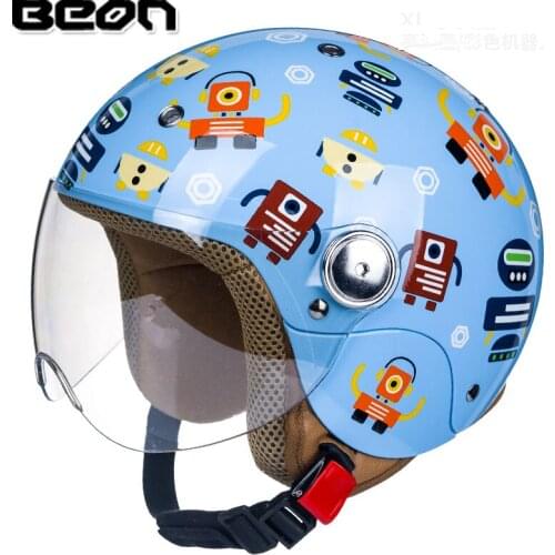 Boy Robot electric motorcycle helmet BEON kids girls 3/4 open face scooter Childrens Electric toy car bicycle safety helmet