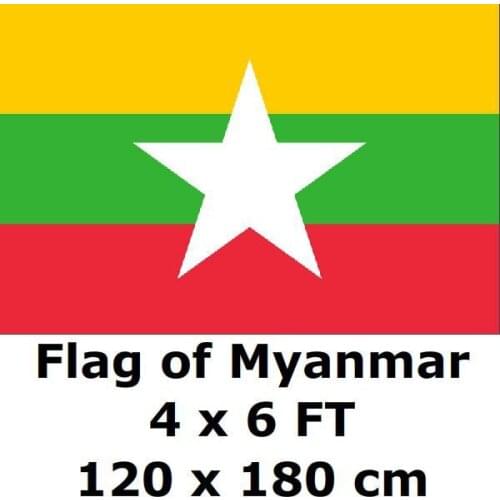 Myanmar Flag 4X6FT 100 D Polyester Burma Burman Burmese Flags And Banners National Flag Country Banner