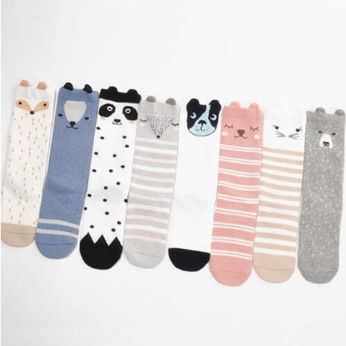 Knee high cloth Non-slip baby socks Boys tube strip animal knee socks Girls skin sock animal print knee high