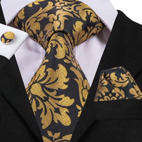 Hi-Tie Designer Brand 100% Silk Hand-Made Necktie For Men Floral Pattern Gravatas Ties Hanky Cufflinks Business Wedding C-3058