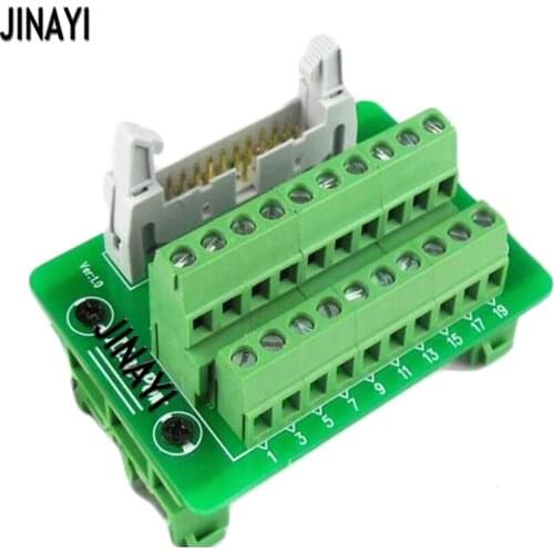 IDC 20 Pin IDC20P Male Terminal Block Breakout PLC Relay Terminals DIN Rail Mounting Adapter Connector
