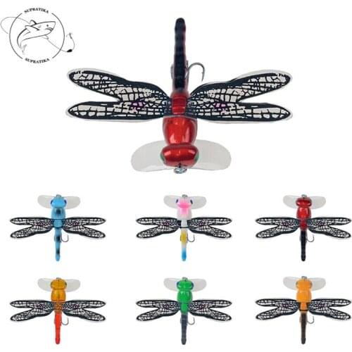 6Pcs/set 7.5cm/6g Artificial Dragonfly Popper Floating Hard Bait 6# Blood Tank Hook 3D Eyes Wobbler Bionic Bait Fishing Lures