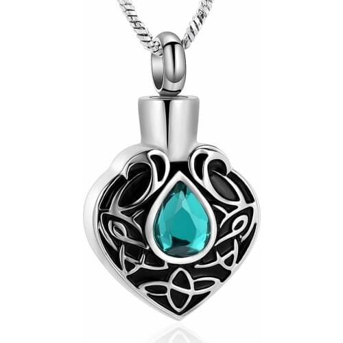 Crystal Teardrop Urn Necklace for Ashes Locket Pendant Memoriral Jewelry Stainless Steel Birthstone Ashes Jewelry