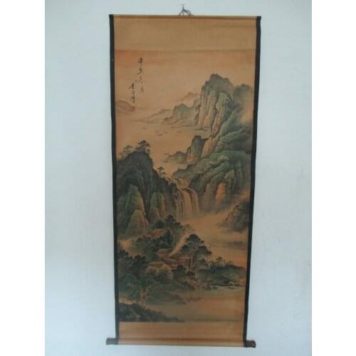 Home wall decoration painting ,Chinese old paper scroll painting , Li Fang Ying " landscape "