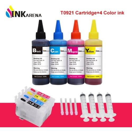 INKARENA T0921N 92N Compatible Ink Cartridge For Epson T0921 92 CX4300 TX119 TX117 C91 TX106 TX109 T26 T27 Printer+ 4 Bottle Ink