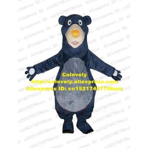 Pretty Dark Blue Barlow Bear Mascot Costume Adult Size Party Suit With Yellow Big Round Nose Gray Belly Thin Arms No.4261 FS