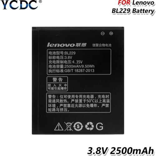Lithium Li-Po phone battery Rechargeable 3.8V 2500mAh BL-229 BL229 Phone Replacement Battery For Lenovo A8 A806 A808T A808T-i