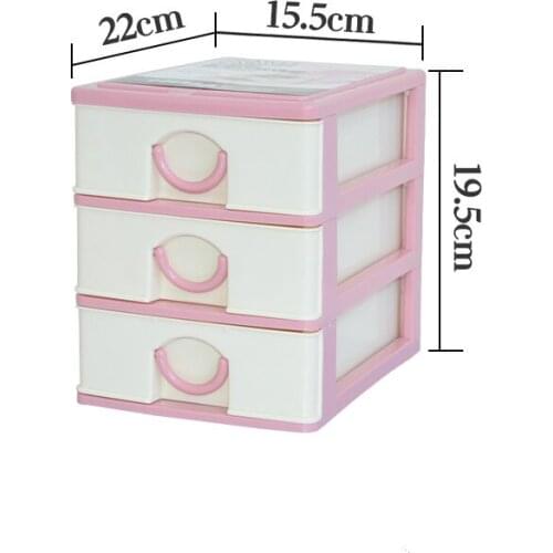 Small 3 Storage Cabinet Office Dressing Cosmetics Cleaning Box Plastic Mini Desktop Receiving Cabinet Drawer