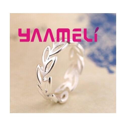 Trendy 925 Sterling Silver Openable Adjustable Ring Plant Leaf Pattern Womens Party Accessories No Mosaic Rings Jewelry