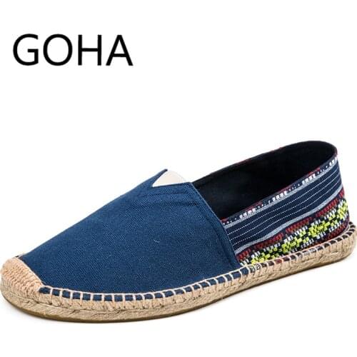 2021 Vintage Mens Canvas Shoes Loafers Casual Espadrilles Shoes Handmade Slip On Man Flat Fisherman Footwear mocasines hombre