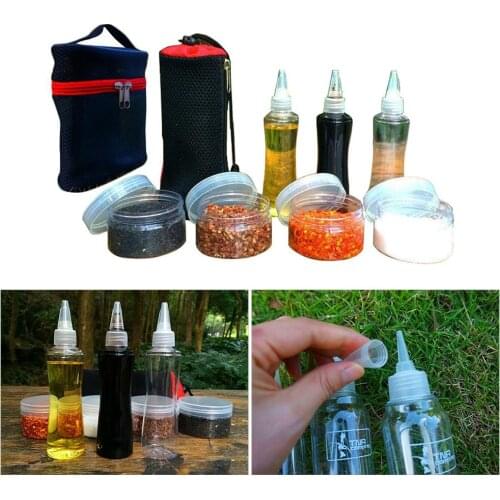 Spice Cruets Set Travel Size Salt Bottle BBQ Sauce Container Anise Bottle Storage Bag Set Camping Hiking BBQ Self-driving