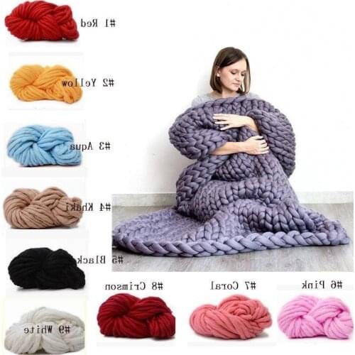 Nodic Hand Wool Knitted Blanket Thick Yarn Bulky Knitting Throw Blankets Chunky Knit Blanket