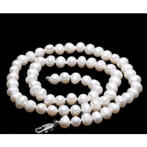 Handmade WHITE 6-7mm Genuine Cultured Freshwater Pearl Bead Choker Necklace