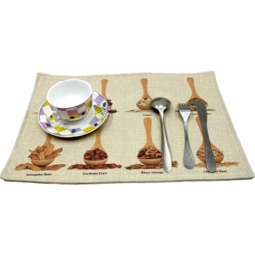 Herbs pattern print linen placemat coasters disc pads bowl pad pot dining table mat coster heat insulation pad