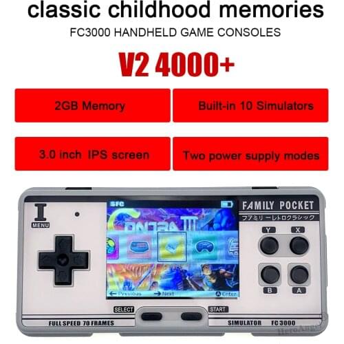New Handheld Game Console with10 Formats Game Video Gaming Portable Console 16 Bit 2G Memory Simulator FC3000 AV Out Put