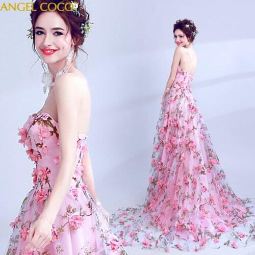 Pink Appliques Prom Dresses Evening Dresses Long Sweetheart Backless Evening Gowns Abendkleider Dubai Abaya Sukienki Wieczorowe