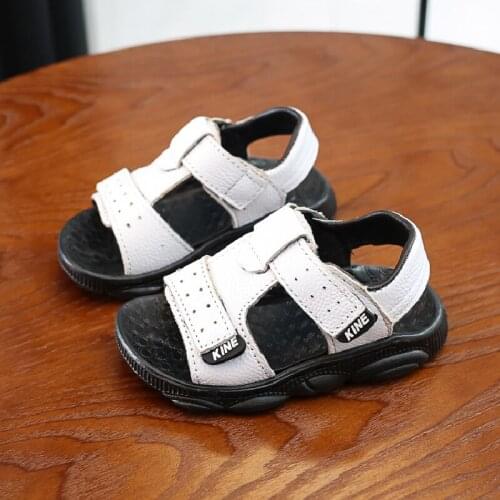 Summer Childrens Sandals Velcro Toddler Boys Leather Sandals Girls Comfortable Sport Baby Beach Soft Casual Flat Sandals Shoes