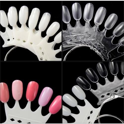 50Pcs Crown Nail Art Tips Display Fake Nails Color Palette Card Display Practice Acrylic For UV Gel Polish Manicure Salon Tool