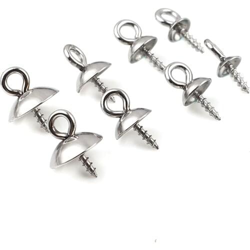 Stainless Steel Screw Eyes Bails Top Drilled Findings Silver Color DIY Making Earrings Necklace Jewelry Gift(Fits 4mm-8mm),20PCs