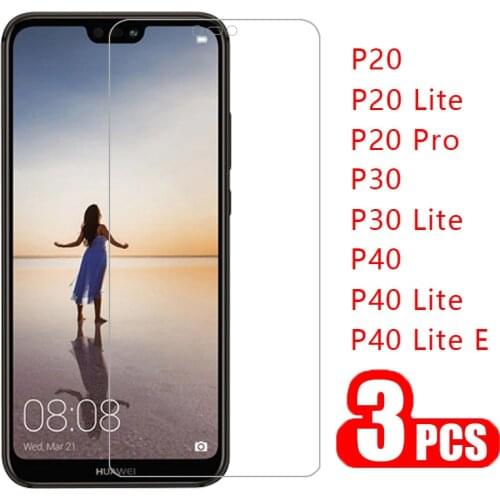 3pcs protective glass for huawei p30 p40 lite e p20 pro screen protector tempered glas on p 20 30 40 light film p20lite p30lite