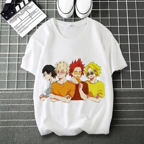 My Hero Academia Todoroki Shoto LOGO Printed High flexibility T-Shirt Round Neck Short Sleeve Modal Top Tee