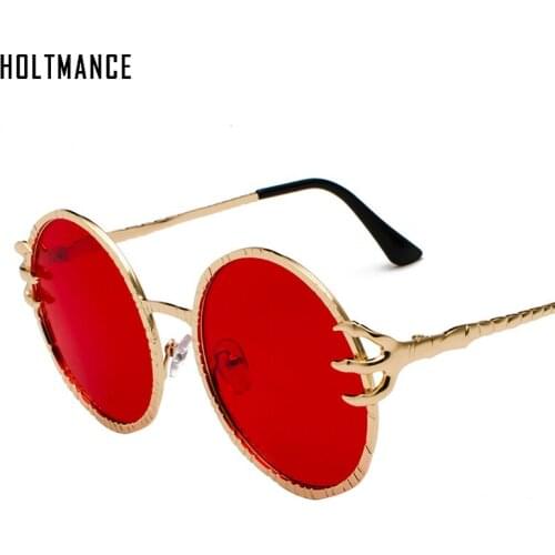 Retro Skull Claw Round Sunglasses For Women Fashion 2021 Trending Product Gothic Sun Glasses Gold Metal Frame Shades