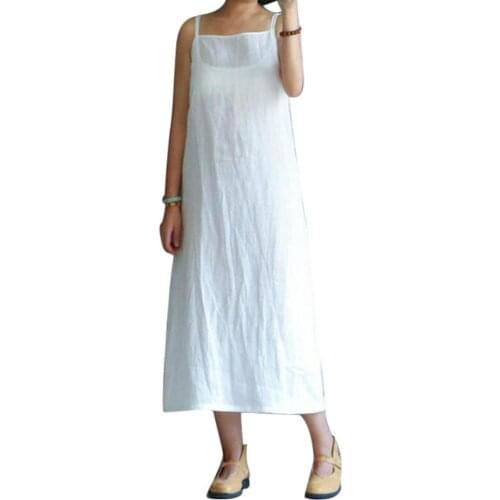50%HOT Casual Summer Spaghetti Strap Underdress Loose Solid Color Women Maxi Dress