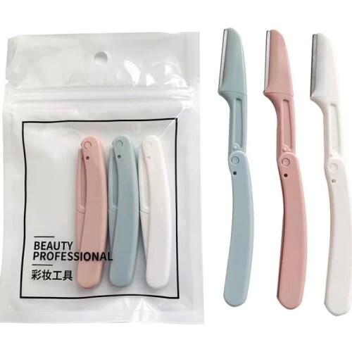 Teemo 3Pcs/set Portable Eyebrow Trimmer Foldable Hair Remover Set Women Face Razor Eyebrow Trimmers Blades Shaver Beauty Tools