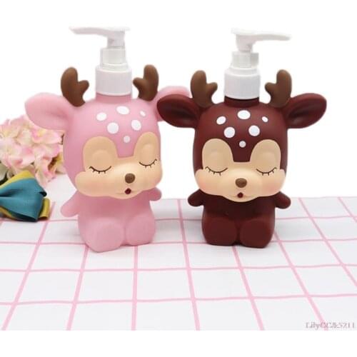 300ml Cartoon Animal Cute Deer Press Lotion Bottle Liquid Soap Dispenser Shower Gel Shampoo Bottles Portable
