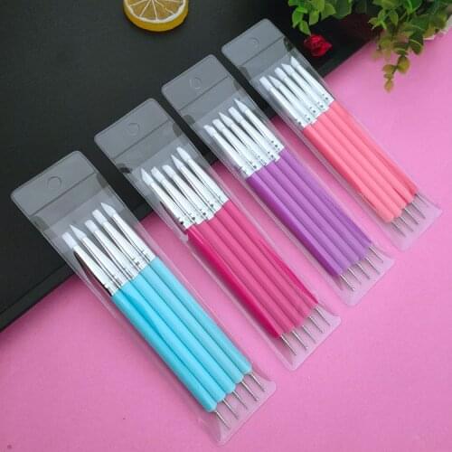 5pcs/set Double-ended Dotting Tools Set Nail Art Embossing Tools Pottery Craft Art Silicone Brushes Pottery Clay Tool